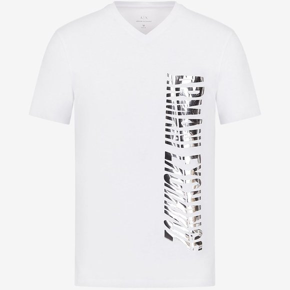 ARMANI EXCHANGE V-NECK T-SHIRT 'METALLIC LOGO' [M, L] NWT - Picture 3 of 4
